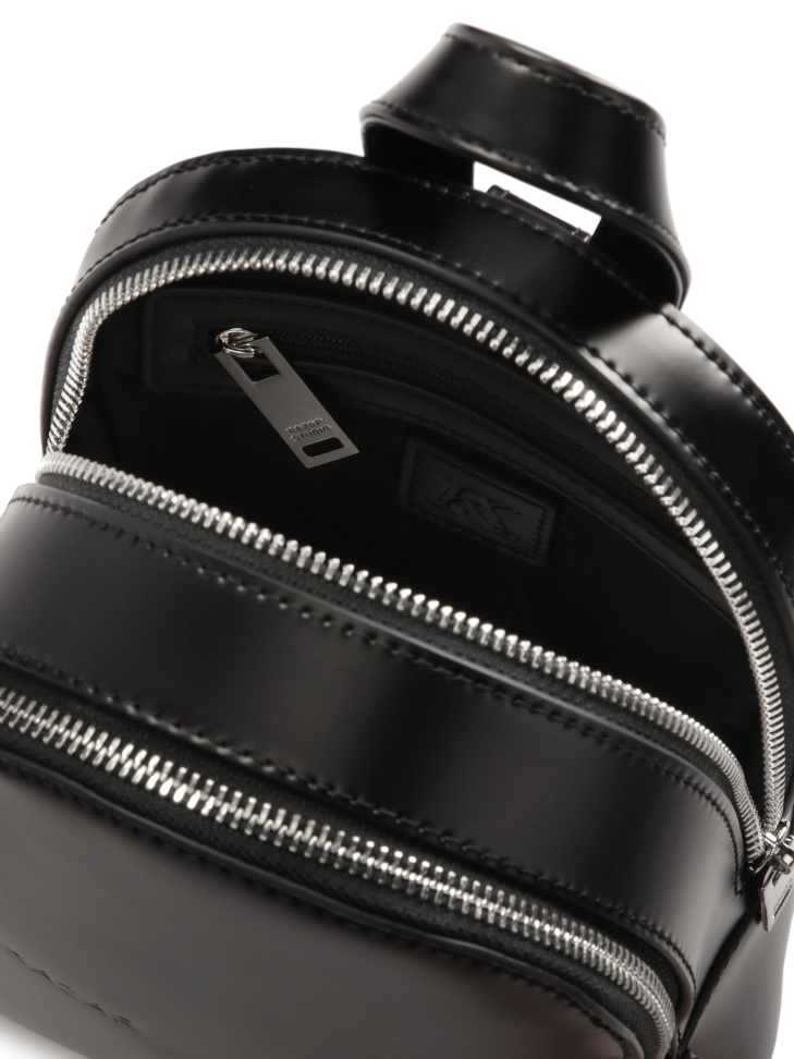 Zaino piccolo in pelle rigida nera BRYCE