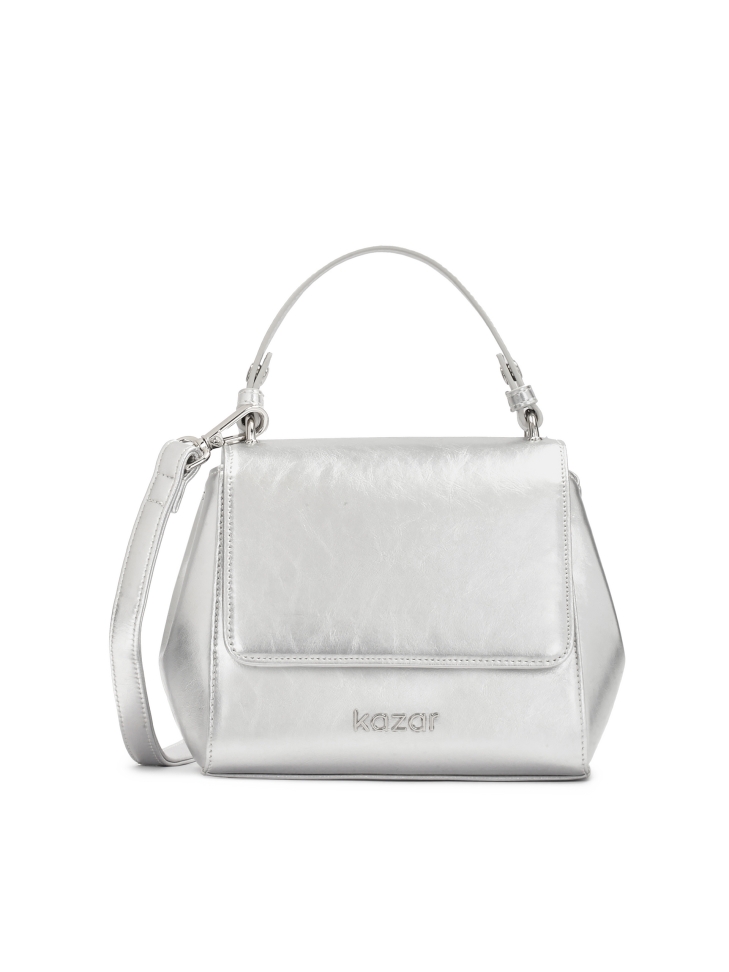 Bauletto argentato con manico e tracolla KRISTENA