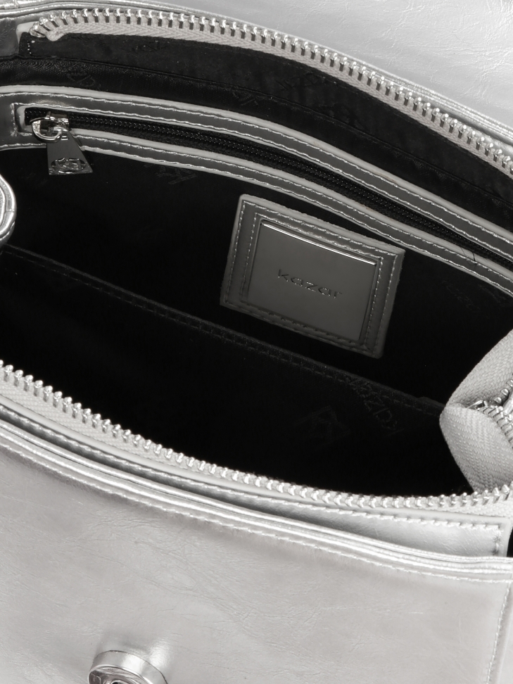 Bauletto argentato con manico e tracolla KRISTENA