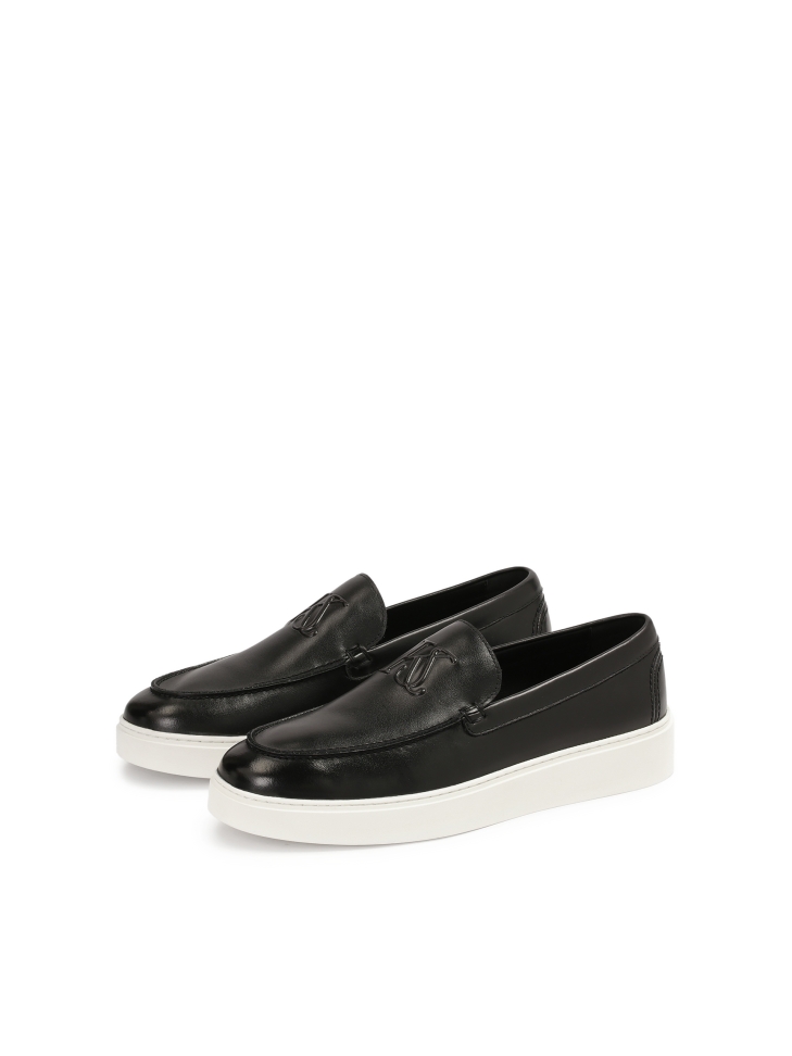 Sneakers slip-on nere con suola bianca KS ETIENNE