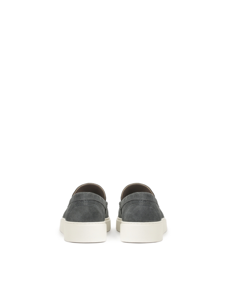 Scarpe in pelle scamosciata grigia con tomaia slip-on con logo KS ETIENNE