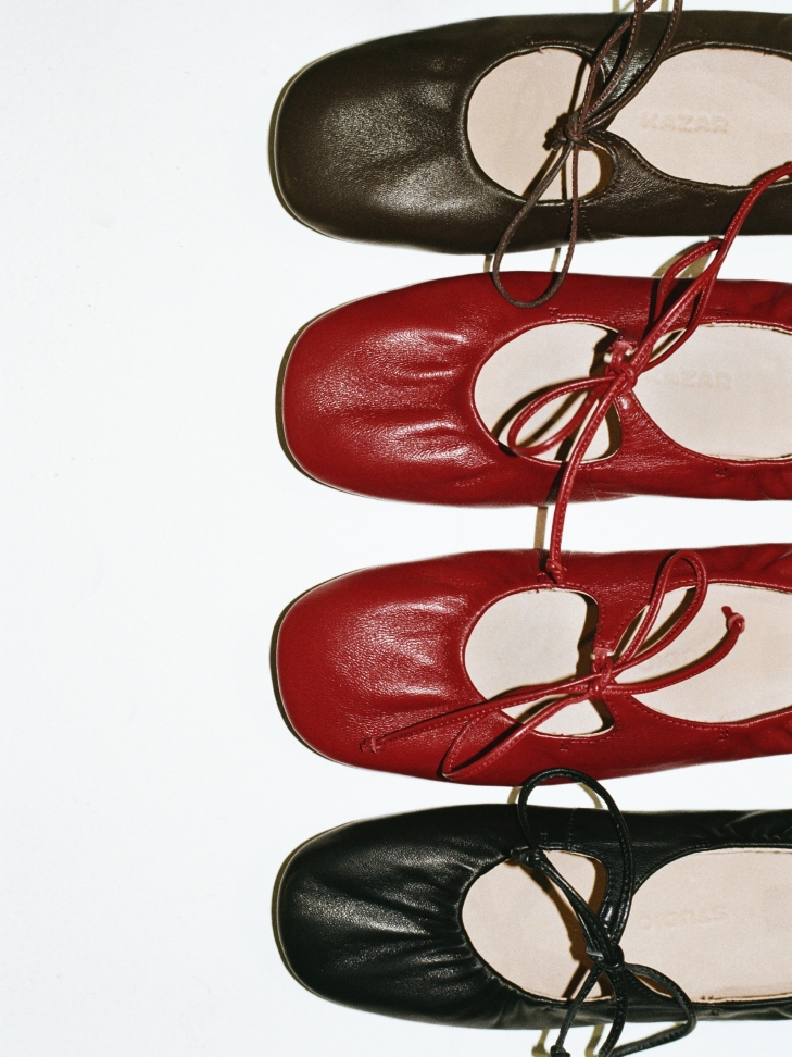 Ballerine in pelle con lacci  KS AVRIL