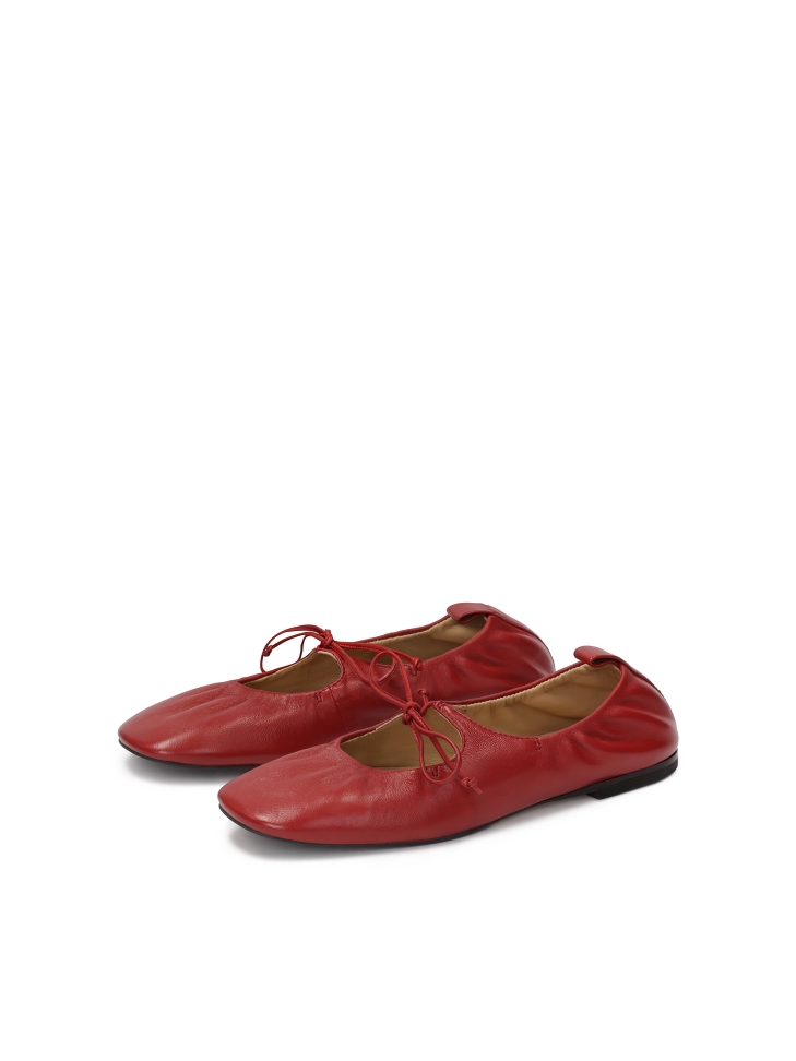 Ballerine rosse con suola in cuoio KS AVRIL