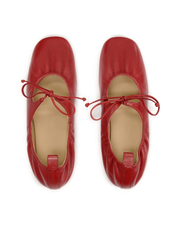 Ballerine rosse con suola in cuoio KS AVRIL
