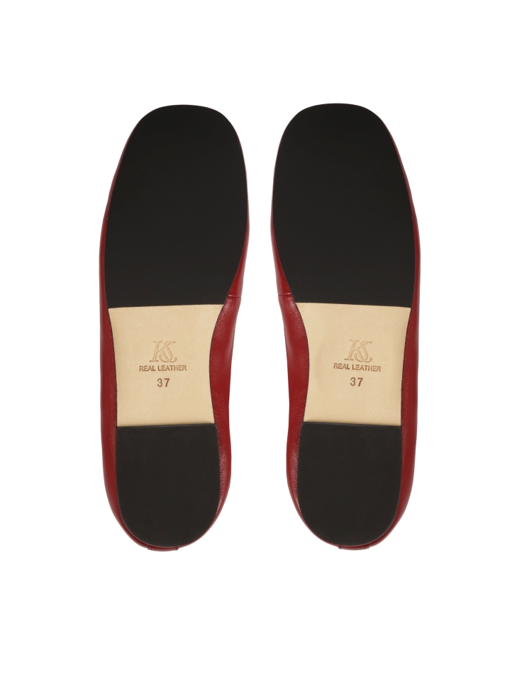 Ballerine rosse con suola in cuoio KS AVRIL