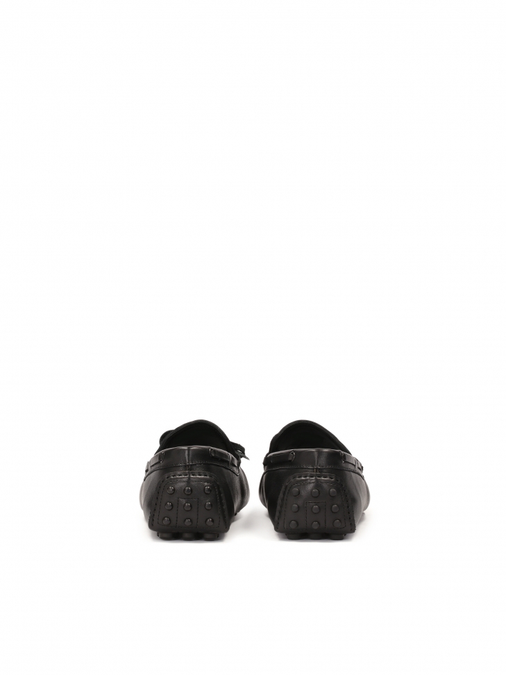 Mocassini in pelle nera con infradito allacciato  BILLY