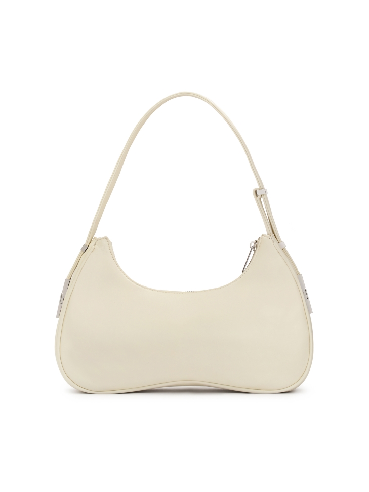 Borsa a mano baguette color crema con finiture in argento KS ADORI