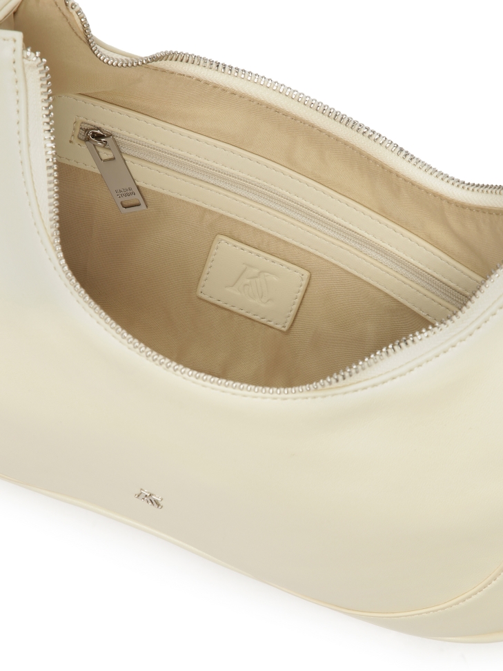 Borsa a mano baguette color crema con finiture in argento KS ADORI