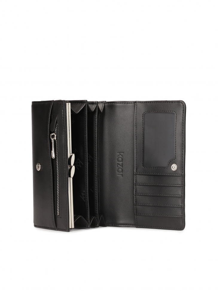 Portafoglio nero di medie dimensioni con rivetti sul davanti  SANTI