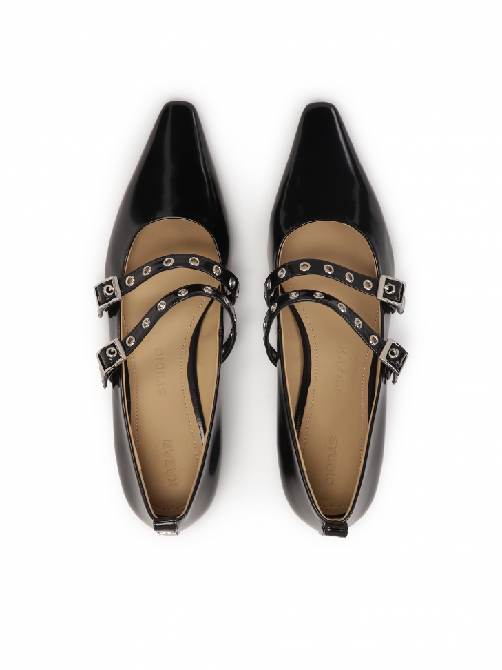 Décolleté nere con suola piatta e due cinturini  KS AVENUE