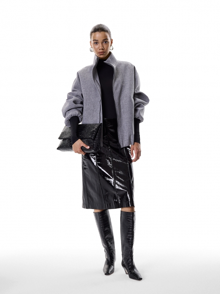 Stivali neri con motivo animalier su tacco gattino KS KESLEY