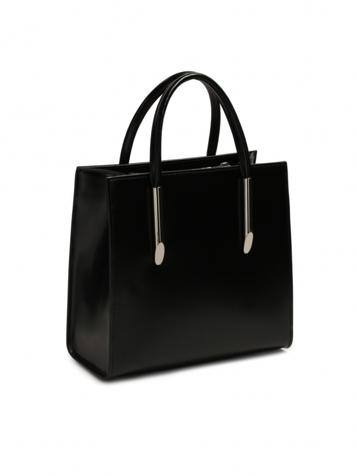 Borsetta nera con portachiavi decorato con strass argentati LEXIE