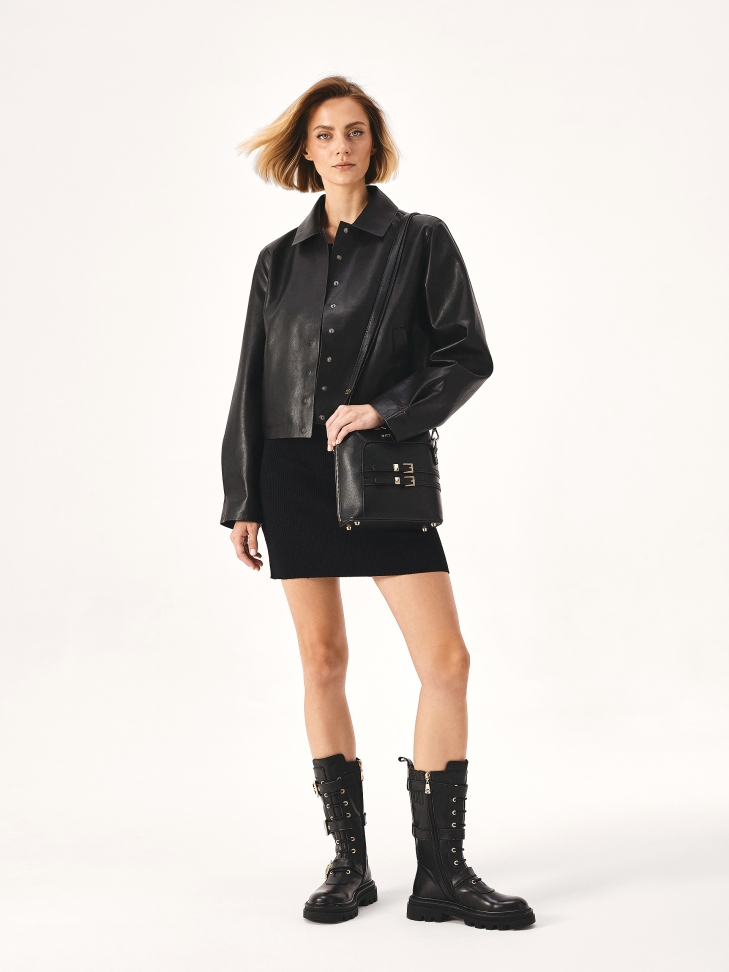 Borsetta nera piccola con cerniera bipolare CARIN