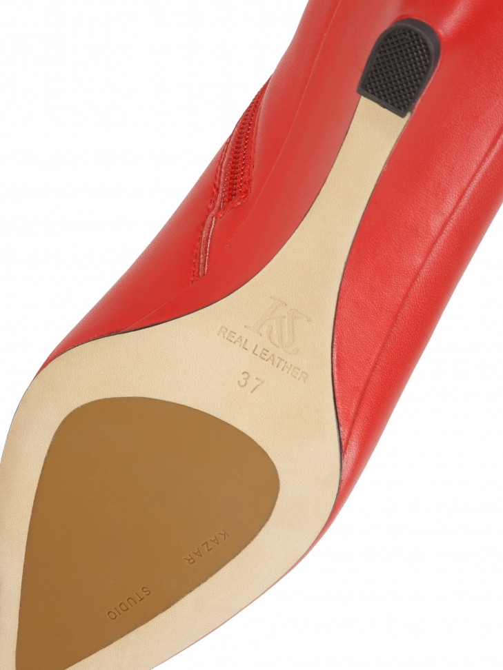 Stivali rossi con tacco basso KS IDALIA