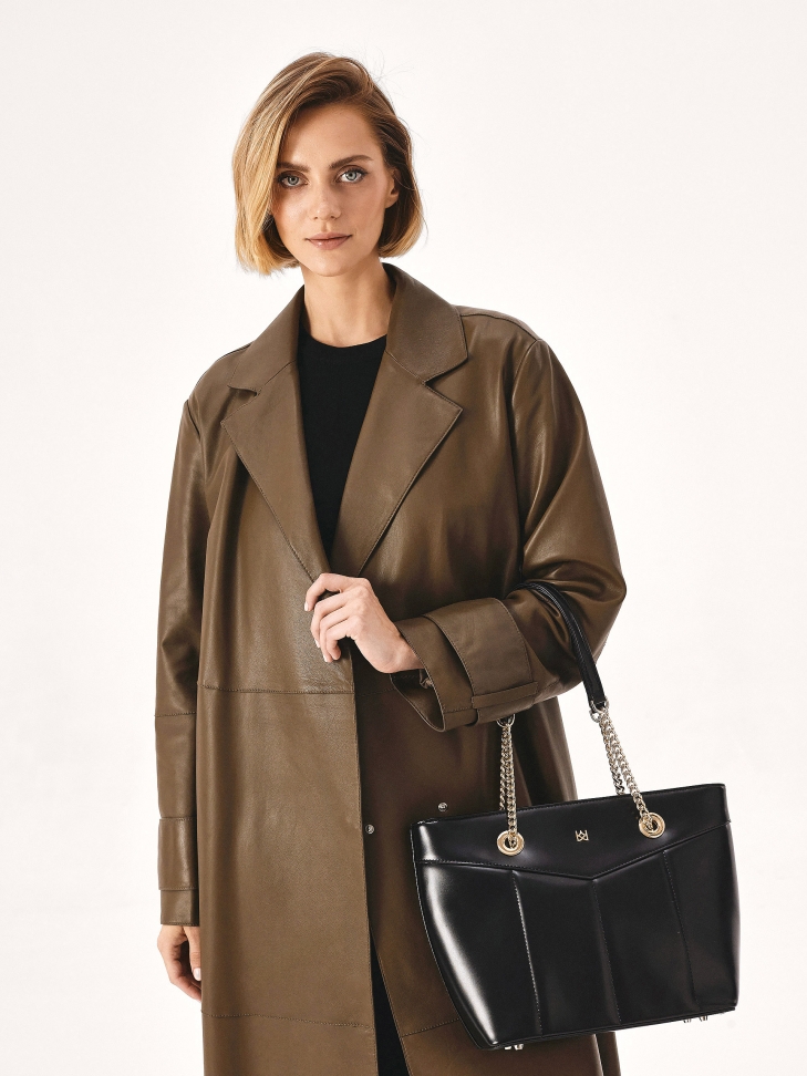 Borsa nera con manici lunghi a spalla JASMINE