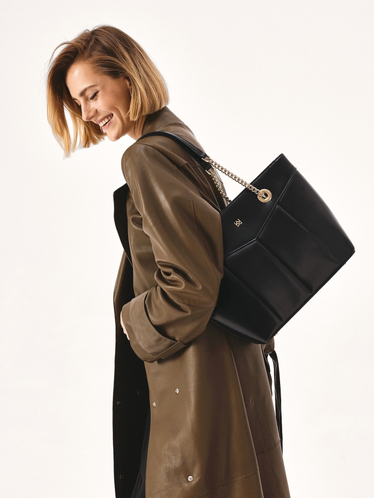 Borsa nera con manici lunghi a spalla JASMINE