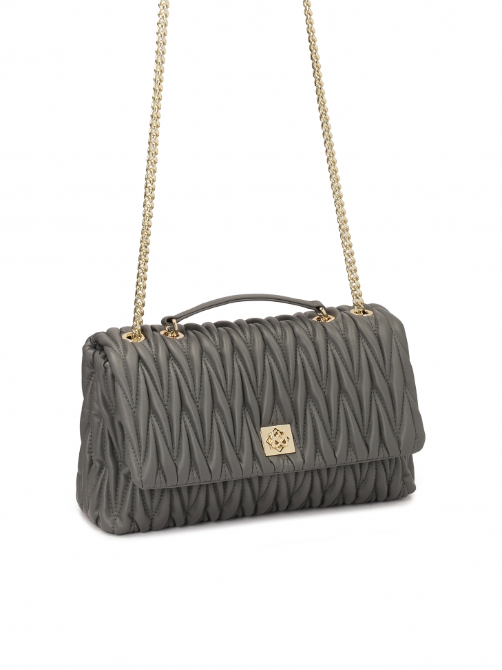 Borsetta a catena grigia con trapuntatura d'effetto  HALLIE