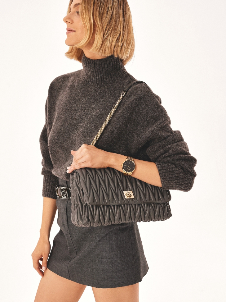 Borsetta a catena grigia con trapuntatura d'effetto  HALLIE