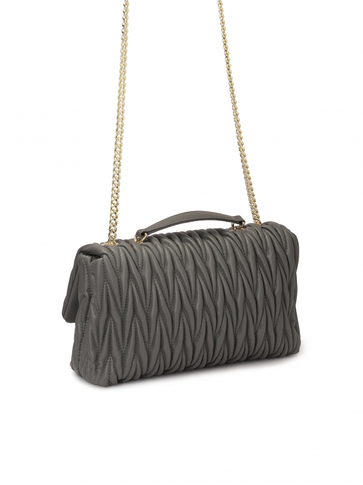 Borsetta a catena grigia con trapuntatura d'effetto  HALLIE