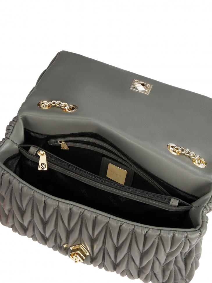 Borsetta a catena grigia con trapuntatura d'effetto  HALLIE