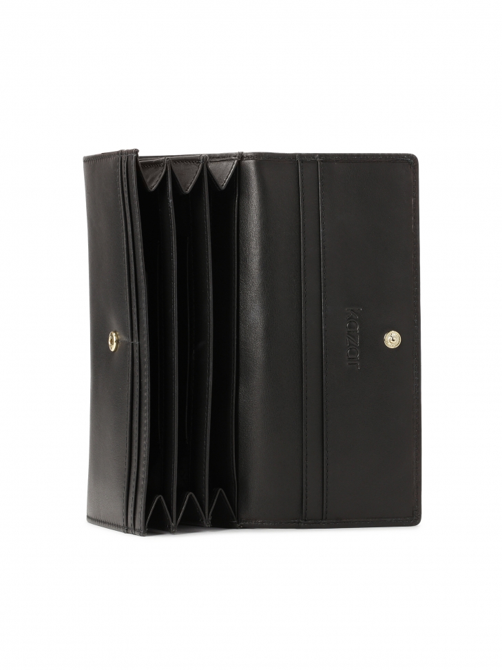 Portafoglio classico in pelle nera FRANCINE