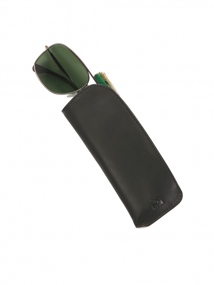 Custodia in pelle nera per occhiali e penna  FELICIANOS