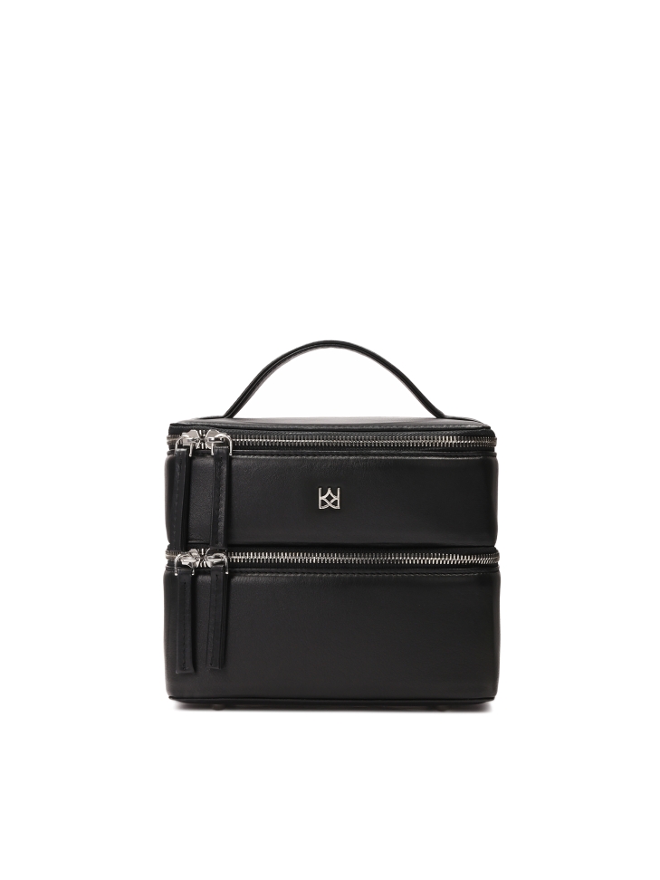 Borsa cosmetica in pelle rigida a due livelli DAISY