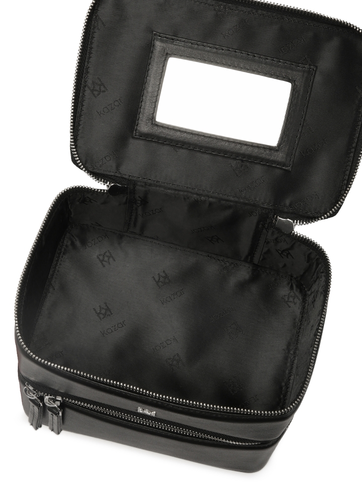 Borsa cosmetica in pelle rigida a due livelli DAISY