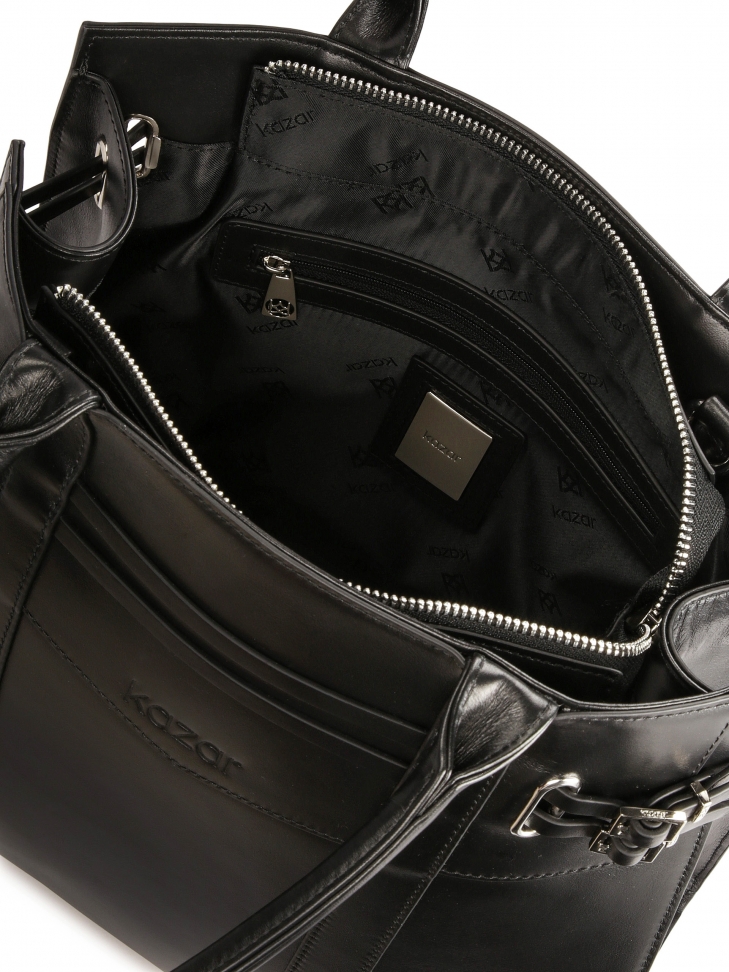 Borsa nera decorata con cinturini a fibbia TILMA