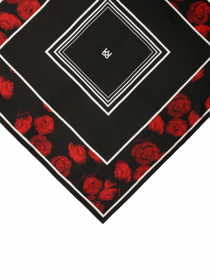 Sciarpa di seta nera con motivo floreale KALYN