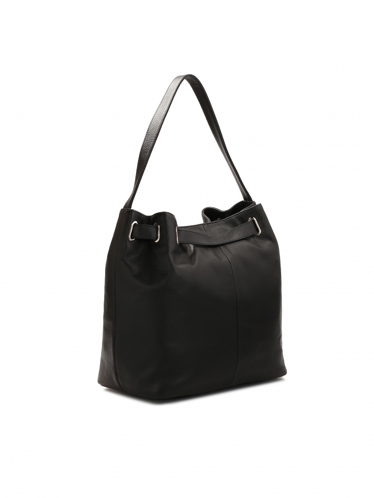 Borsa a mano in pelle nera con tracolla SAFIE