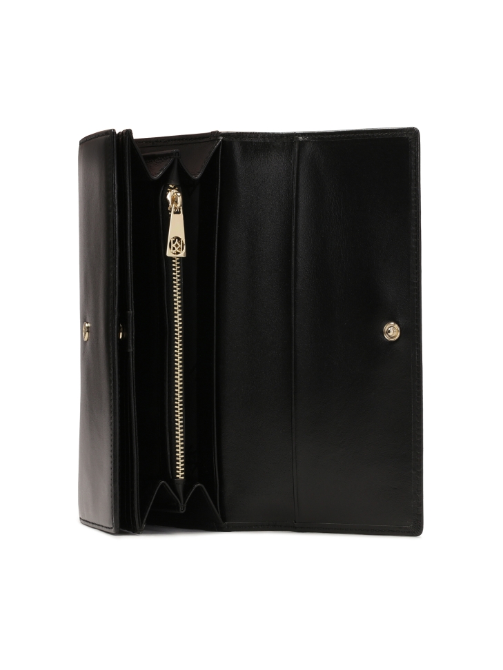 Portafoglio in pelle nera oblunga BETTY