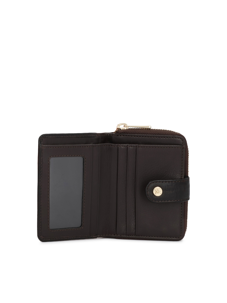 Portafoglio in pelle goffrata stile anguilla marrone ARIYAH