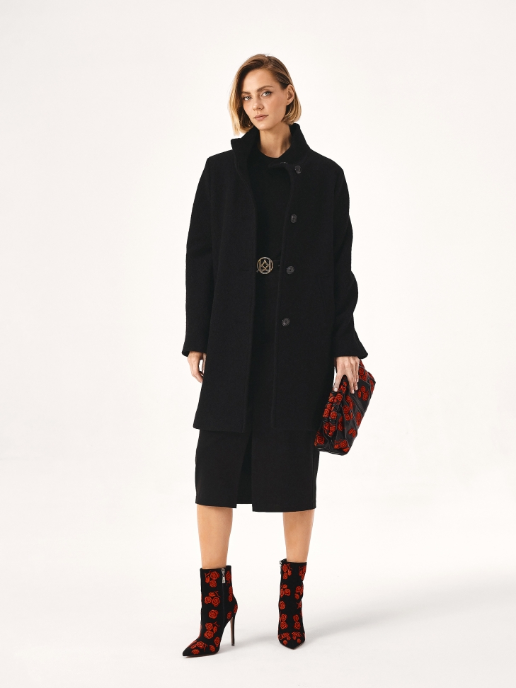 Stivali in pelle scamosciata con fiori rossi ricamati ADLEY