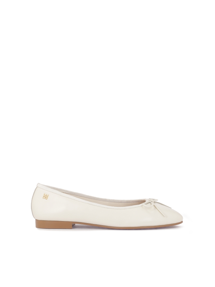 Ballerine in pelle bianca con suola marrone EILEEN