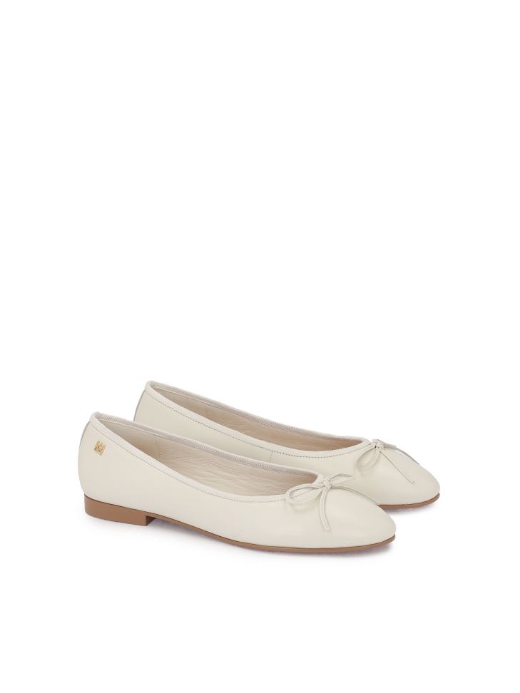 Ballerine in pelle bianca con suola marrone EILEEN