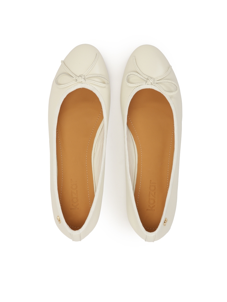 Ballerine in pelle bianca con suola marrone EILEEN