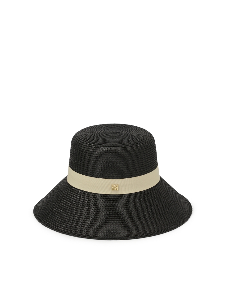 Cappello nero con tesa beige MAKANA