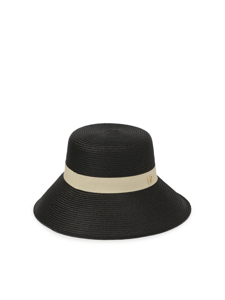 Cappello nero con tesa beige MAKANA