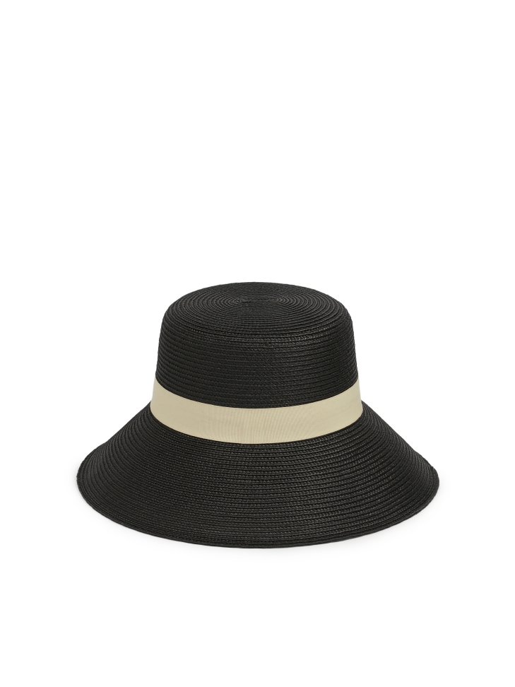 Cappello nero con tesa beige MAKANA