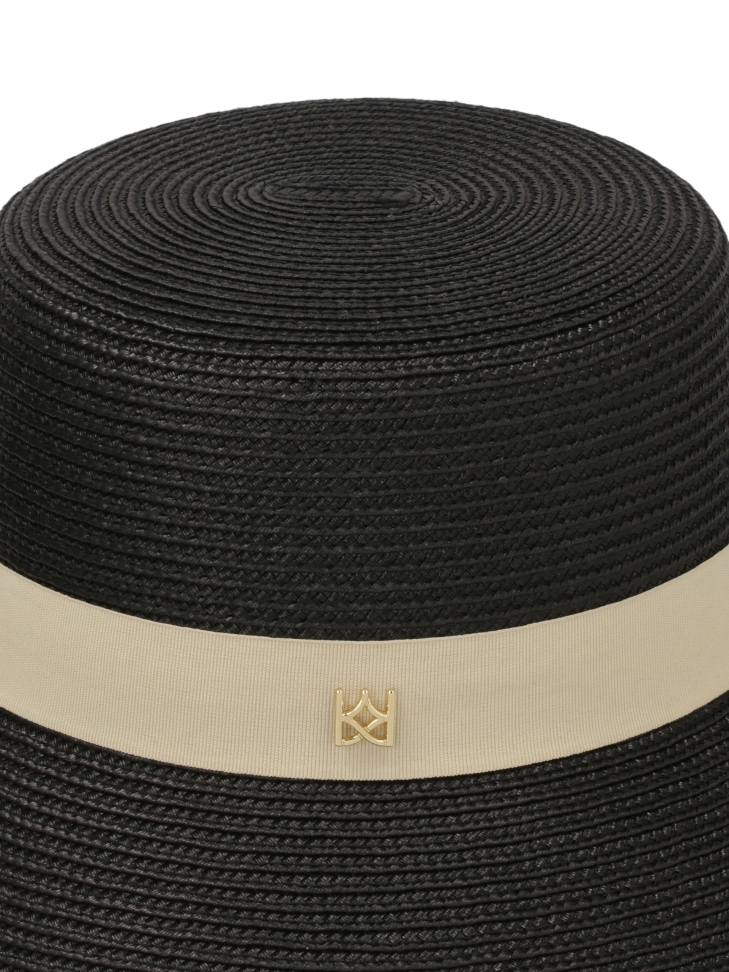 Cappello nero con tesa beige MAKANA