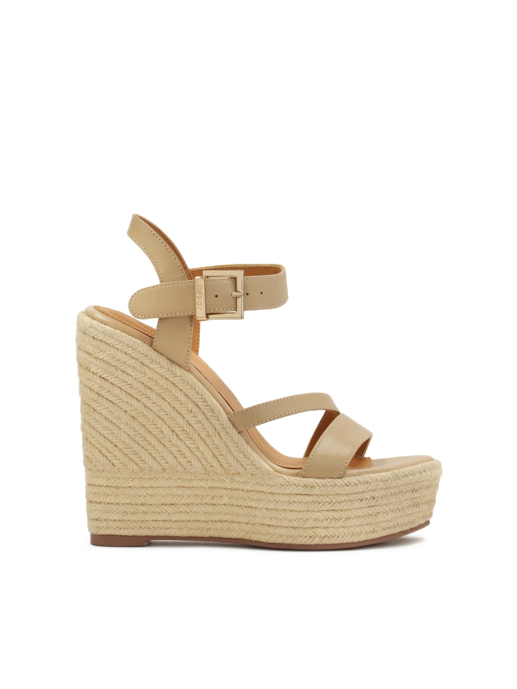 Sandali in pelle con tacco rivestito in corda BELLS