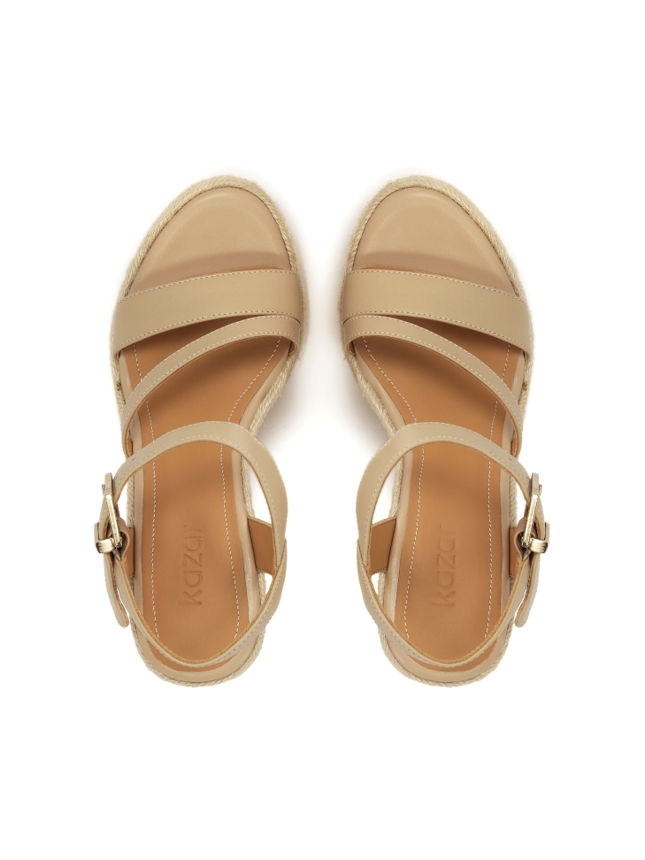 Sandali in pelle con tacco rivestito in corda BELLS