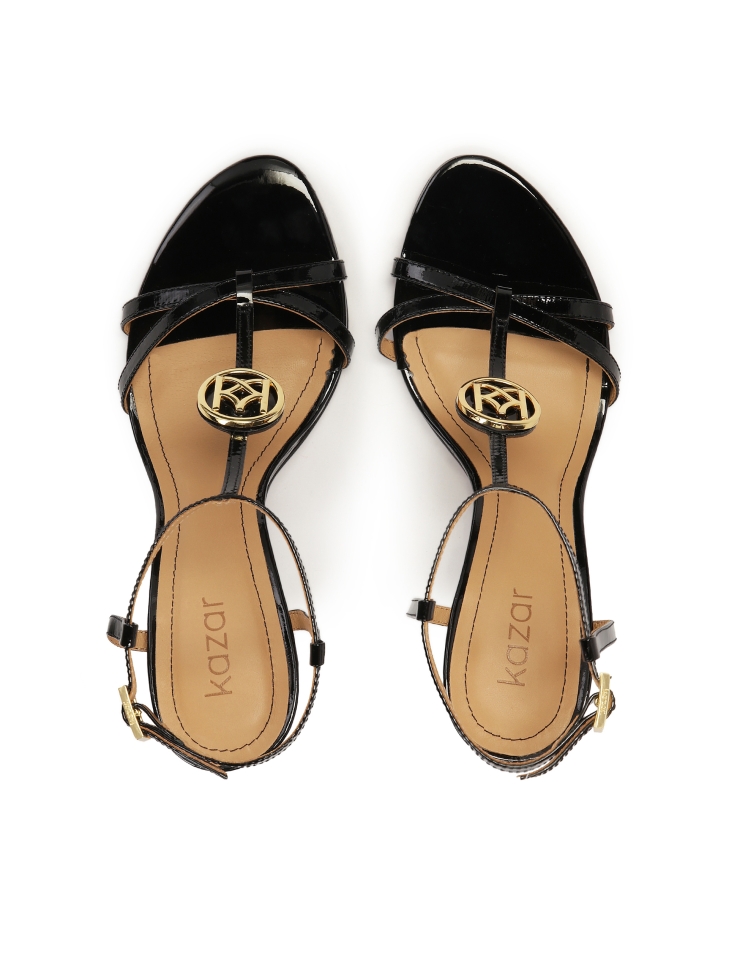 Sandali con tacco in vernice nera MEGAN