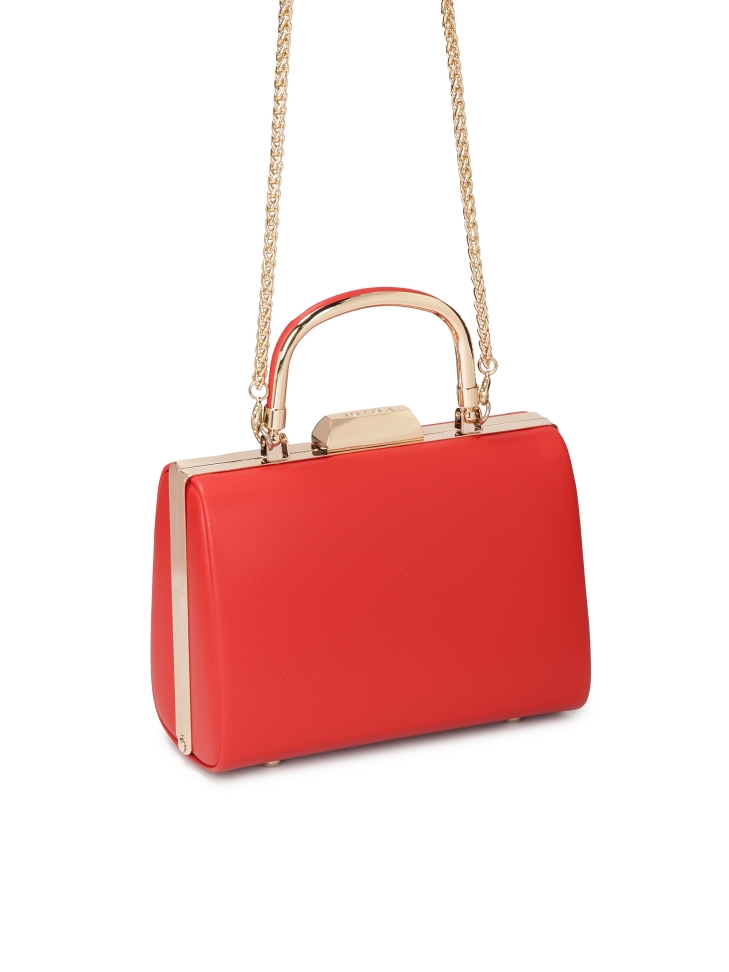 Pochette da cocktail rossa con manico in metallo TORIA