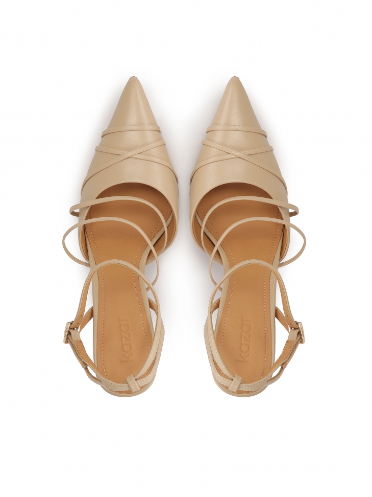 Décolleté in pelle beige con cinturini QUINN