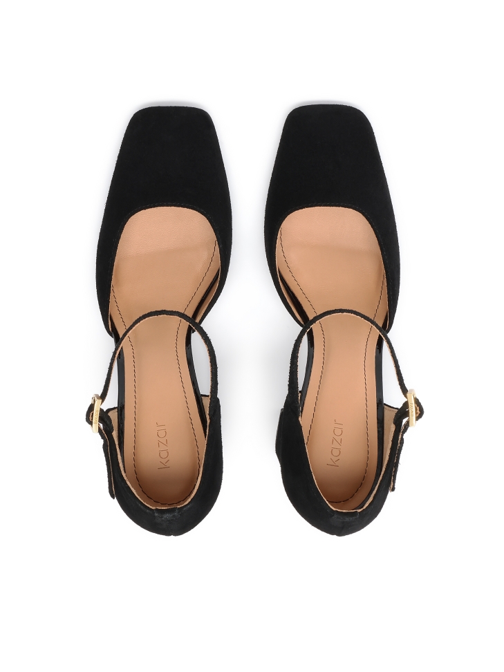 Décolleté semi-aperte in pelle scamosciata su palo ZELIA