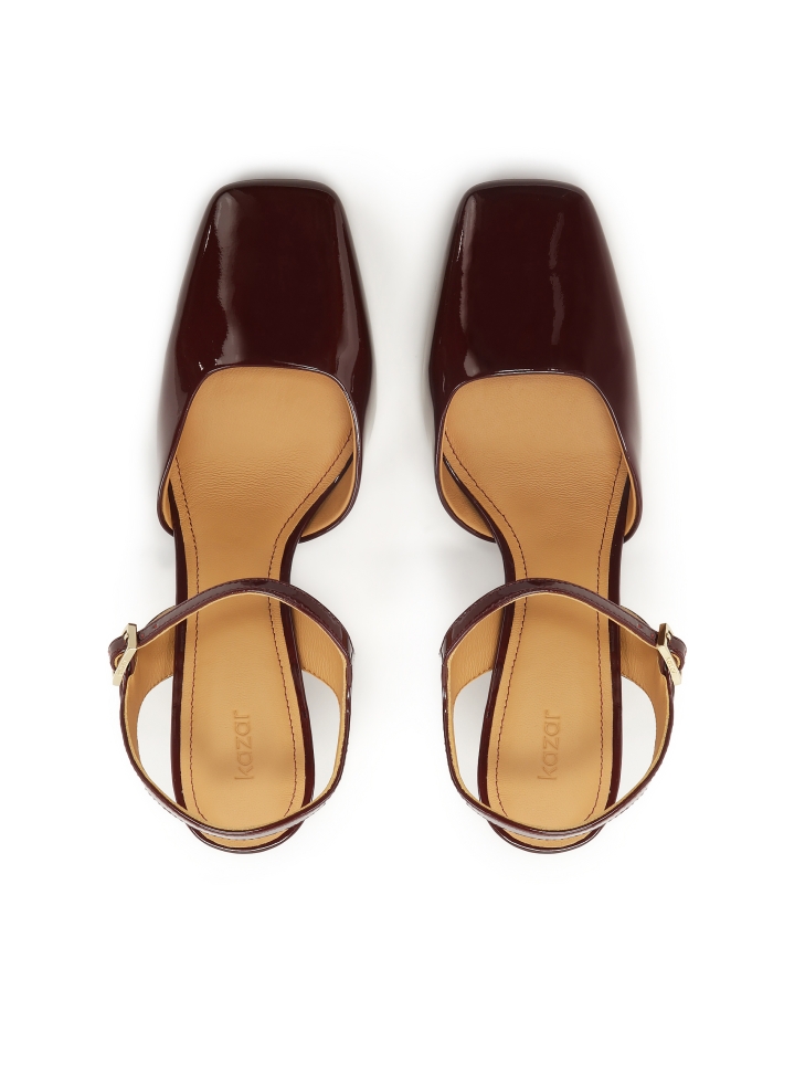 Décolleté semi-aperte in vernice marrone DARYA