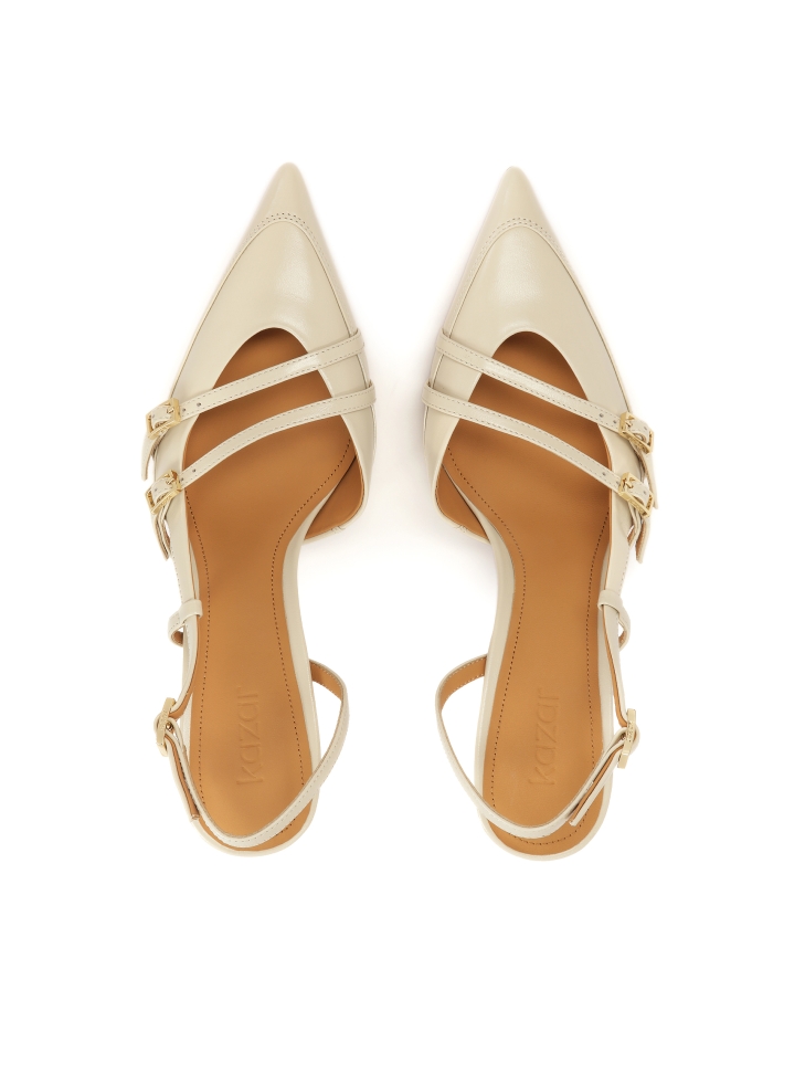 Décolleté in pelle decorata con strisce YSABEL