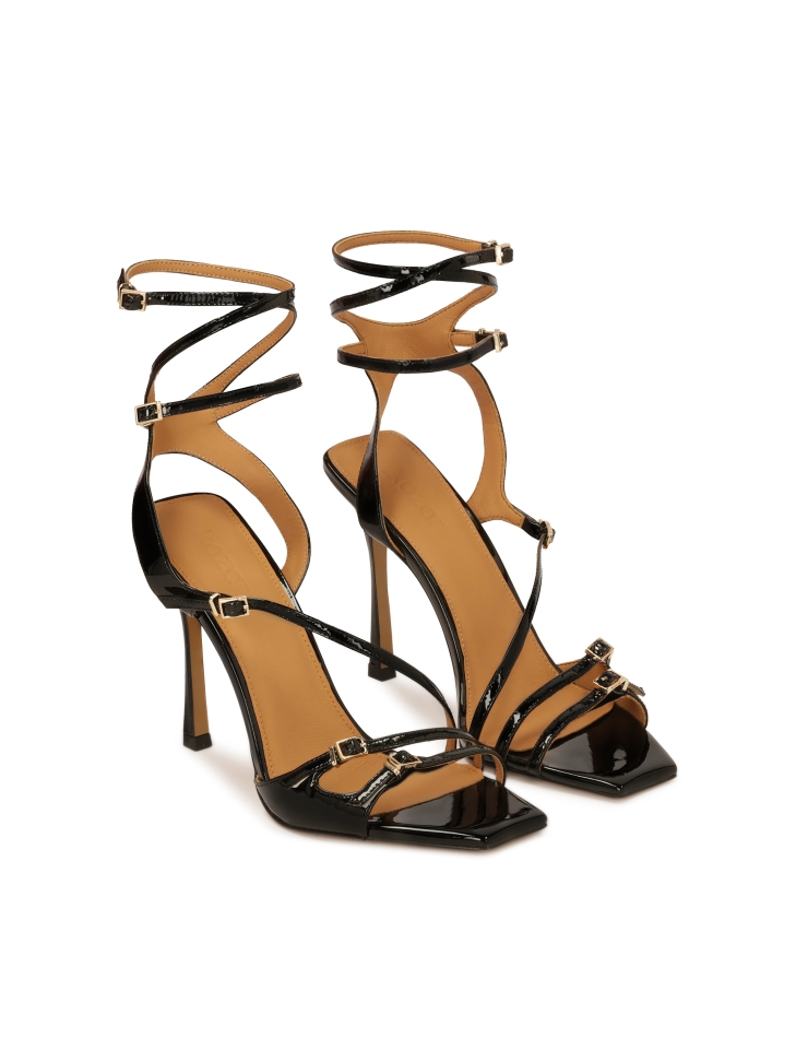 Sandali in vernice nera con cinturino ALEXIS